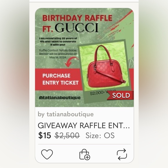 GIVEAWAY RAFFLE ENTRY ๐๏ธ Authentic GUCCI Red/Poppy Mini Dome Bag ๐ฅณ - Picture 3 of 15